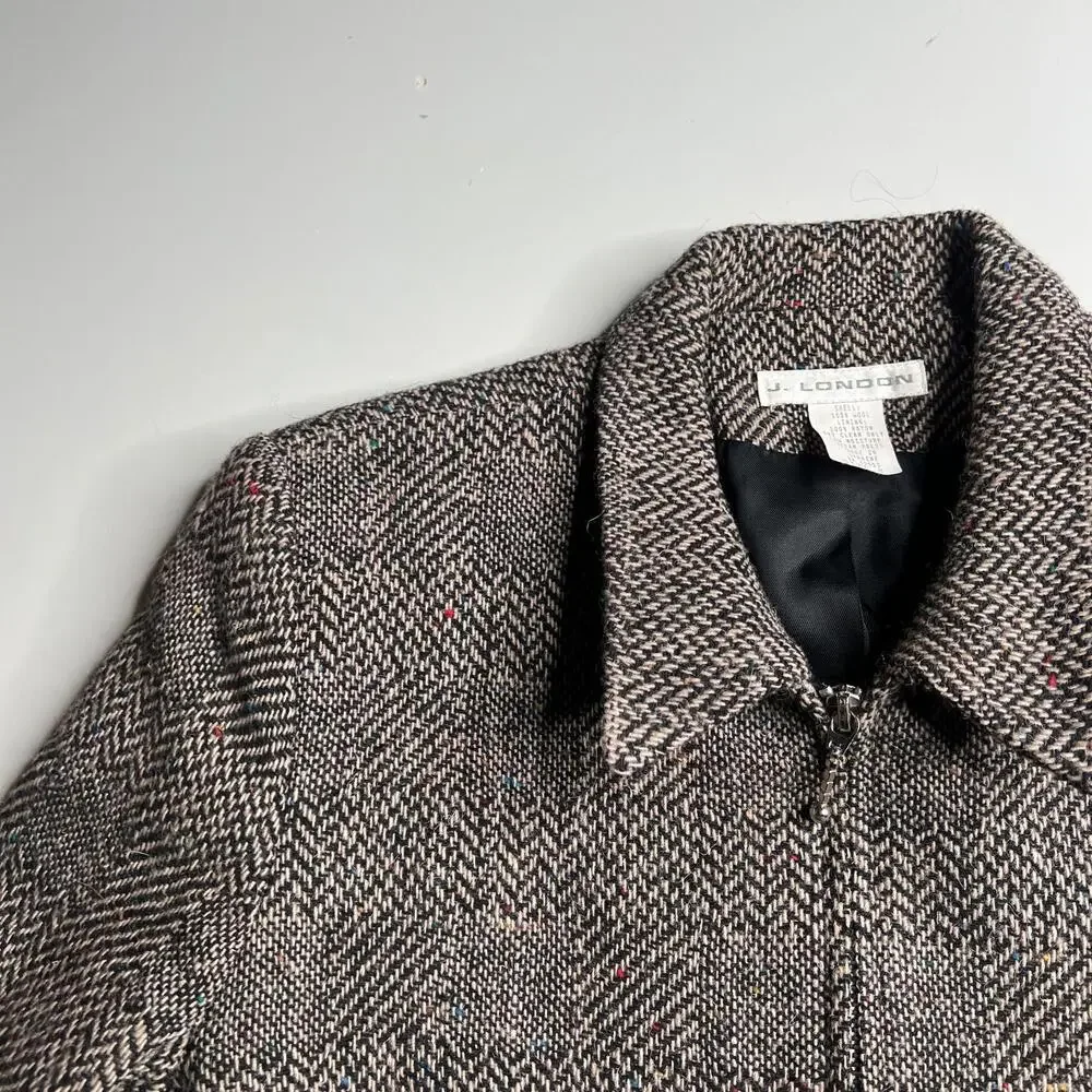90s Vintage J. London‎ Women’s Wool Tweed Jacket Size 8 – Made in Ukraine